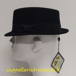 Cappello nero Pork Pie In Feltro Di Lana Made In Italy