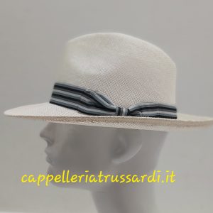 CAPPELLO UOMO PAGLIA TESA LARGA BIANCO TRAFORATO MADE IN ITALY MISURA 59