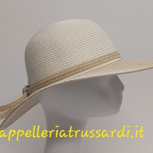 CAPPELLO DONNA PAGLIA TESA LARGA Pamela bicolor PANNA BEIGE