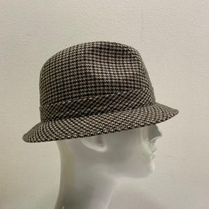 CAPPELLO UOMO CASUAL FANTASIA BEIGE PIED DE POULE TESSUTO LANA MADE IN ITALY