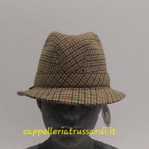 CAPPELLO UOMO BARBISIO PIED DE POULE CAMMELLO INVERNALE TESSUTO LANA MADE IN ITALY
