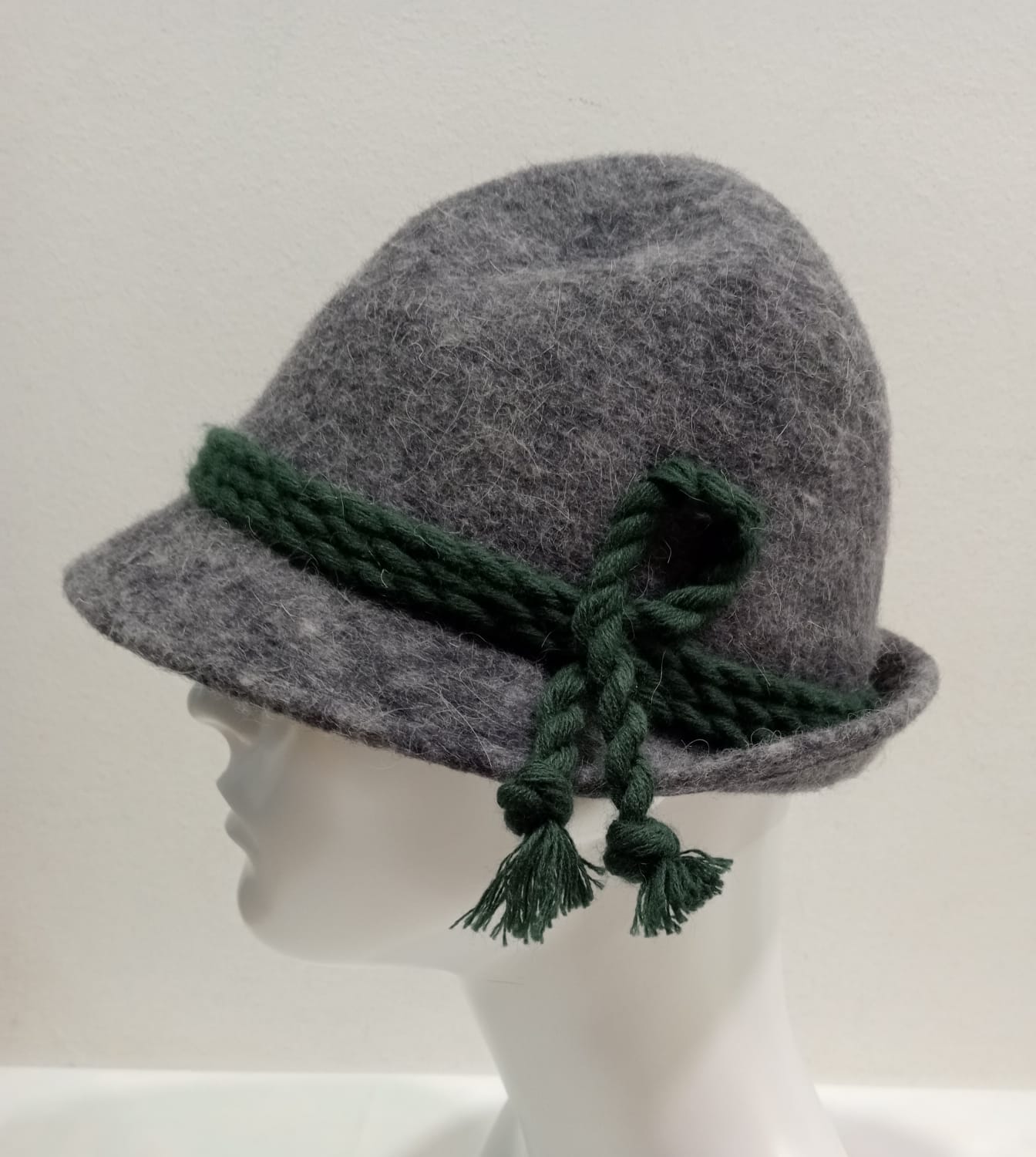 CAPPELLO TIROLESE FELTRO LANA grigio melange Made in Italy misura 61 - immagine 2