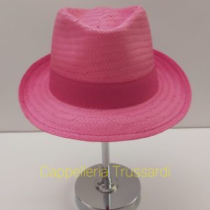 CAPPELLO TRILBY PAGLIA ROSA FUCXIA TESA STRETTA MADE IN ITALY