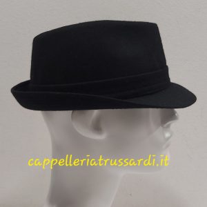 CAPPELLO TRILBY NERO HAT TESSUTO LANA MADE IN ITALY