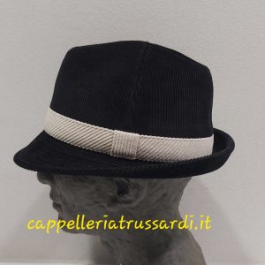 CAPPELLO TRILBY VELLUTO RIGHE NERO MADE IN ITALY