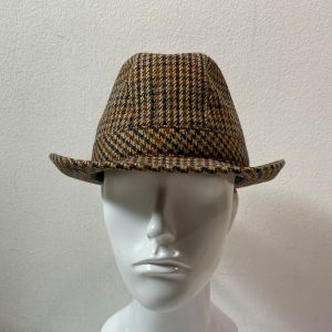 CAPPELLO BARBISIO PIED DE POULE BEIGE BLU MADE IN ITALY PURA LANA MISURA 58