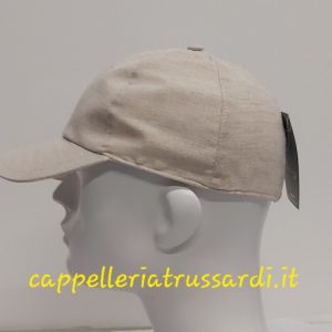 CAPPELLO BASEBALL VISIERA 100% LINO MADE IN ITALY ECRU BEIGE CHIUSO DIETRO