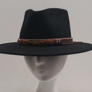 CAPPELLO COWBOY WESTERN UNISEX NERO 100% FELTRO LANA MADE IN ITALY