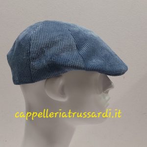 COPPOLA BERRETTO VELLUTO A COSTE AZZURRO DENIM INVERNALE MADE IN ITALY