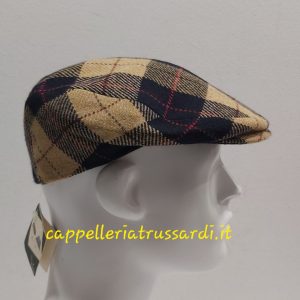 COPPOLA BERRETTO SCOZZESE BLU CAMMELLO PURA LANA MADE IN ITALY MISURA 57