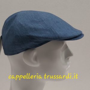 Coppola berretto puro lino BLU chiaro denim made in Italy misura XL 61/62