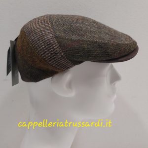 Coppola Berretto invernale HARRIS TWEED spigato marrone verde Made In Italy