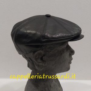 COPPOLA BERRETTO IN PELLE NERO MADE IN ITALY