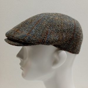 COPPOLA BERRETTO MARRONE SPIGATO PURA LANA HARRIS TWEED MADE IN ITALY misura XL 61/62