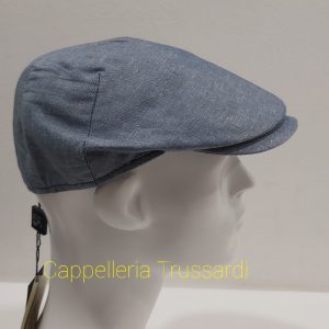 Coppola berretto puro lino blu chiaro denim made in Italy misura 61