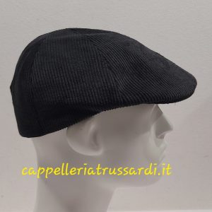 COPPOLA BERRETTO VELLUTO A COSTE NERO DENIM INVERNALE MADE IN ITALY