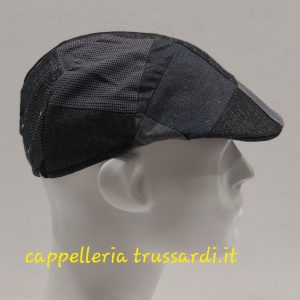 COPPOLA BERRETTO NERO PATCHWORK ESTIVO LINO COTONE MADE IN ITALY