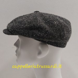 COPPOLA BERRETTO SPICCHI SPIGATO GRIGIO LANA MADE IN ITALY PEAKY BLINDERS MISURA XL 60/61