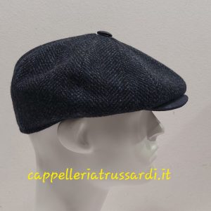 COPPOLA BERRETTO BLU LANA TWEED SPIGATO MADE IN ITALY IRLANDESE PEAKY BLINDERS