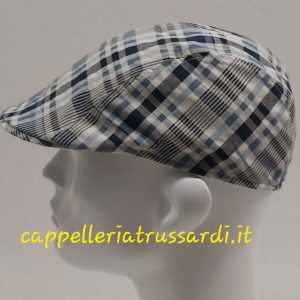 BERRETTO COPPOLA BECCO D’OCA ESTIVA 100% COTONE BLU BIANCO MADE IN ITALY