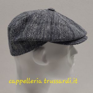 COPPOLA BERRETTO PEAKY BLINDERS SCOZZESE BLU BIANCO COTONE MADE IN ITALY