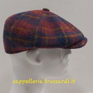 Coppola berretto Peaky Blinders pura lana scozzese bordò blu Made in Italy misura S 55/56