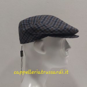 COPPOLA BERRETTO PIED DE POULE BLU LANA CASHMERE BARBISIO misura 60 MADE IN ITALY