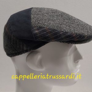 COPPOLA BERRETTO LANA TWEED GRIGIO BLU INVERNALE MADE IN ITALY