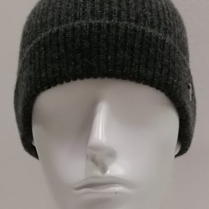 CUFFIA A COSTE CON RISVOLTO 100% CASHMERE GRIGIO SCURO MADE IN ITALY