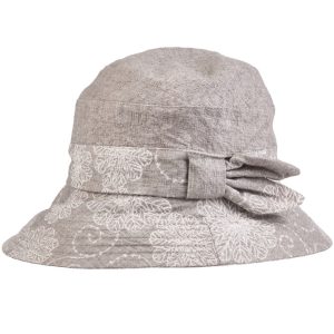 CAPPELLO DONNA CLOCHE ESTIVO BEIGE ECRU COTONE