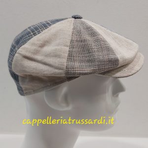 COPPOLA BERRETTO PATCHWORK LINO COTONE BEIGE MADE IN ITALY PEAKY BLINDERS
