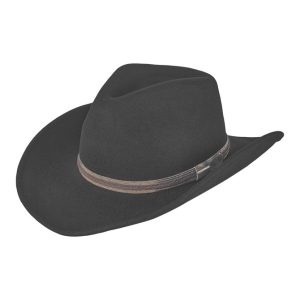 CAPPELLO COWBOY WESTERN NERO BLACK 100% FELTRO LANA MADE IN ITALY