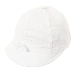 Cappellino visiera bimba baby neonata in san gallo puro cotone regolabile con nastrino posteriore made in Italy misura 40