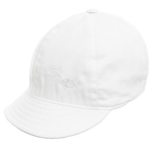 CAPPELLINO VISIERA BABY BAMBINO NEONATO COTONE BIANCO MADE IN ITALY
