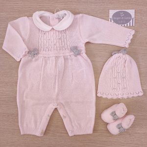 Tutina nascita Rosa Chiaro/Grigio Cuori e Fiocchi – Primodì Bebè