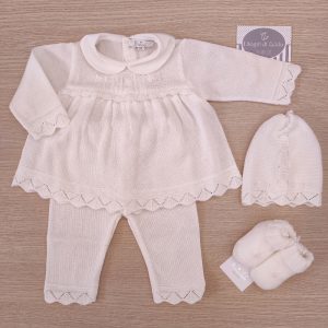 Completino nascita Latte/Rosa Chiaro Ricamo a Mano – Primodì Bebè