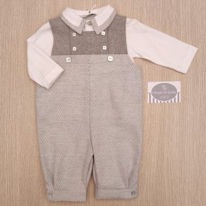 Ma.Ma. Collezione Salopette con maglietta – Panna/Grigio Felpa