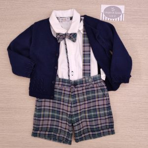Completo A&J – Tartan Verde e Blu con cardigan