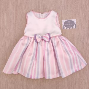 Abito Cerimonia Bambina Ambarabà – Raso Righe Rosa/Lilla/Glicine