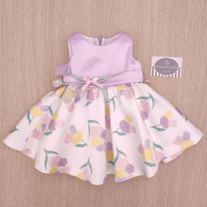 Abito Cerimonia Bambina Ambarabà – Raso Lilla Fiorato