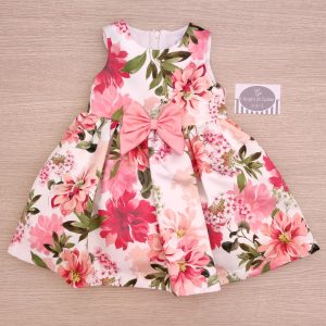 Abito Cerimonia Bambina Ambarabà – Raso Fiorato con Fiocco