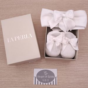 Set Scarpine e fascetta La Perla – Fiocco Raso Bianco