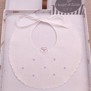 Bavaglino Bianco Ricamato a mano – Pois Cielo