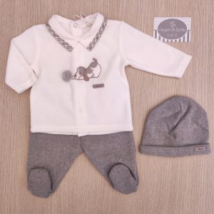 Completino nascita Ninnaoh – Panna/Grigio Cagnolino (cap)