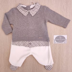 Completino nascita Ninnaoh – Panna/Grigio finta camicina