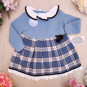 Abito Juliana – Azul Nube/Marrone – Tartan e Maglia