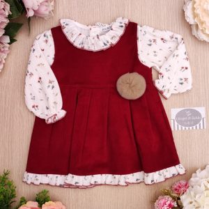 Abito velluto smanicato + camicia Juliana – Rioja – Foglioline e funghetti