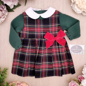 Abito smanicato + maglia Juliana – Verde Musgo – Tartan