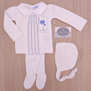 Completino nascita Mac Ilusion – Bianco righe Celesti