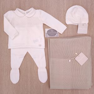 Corredino nascita Panna/Beige Rombi – Martin Aranda coperta Beige/Panna